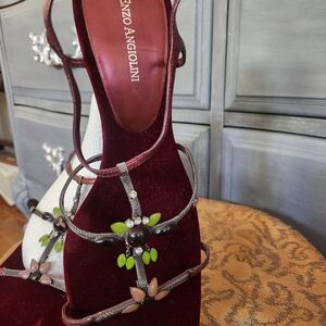 Enzo Angiolini Jeweled Velvet Sandal